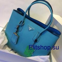 Сумка Prada Saffiano Cuir Leather голубого цвета
